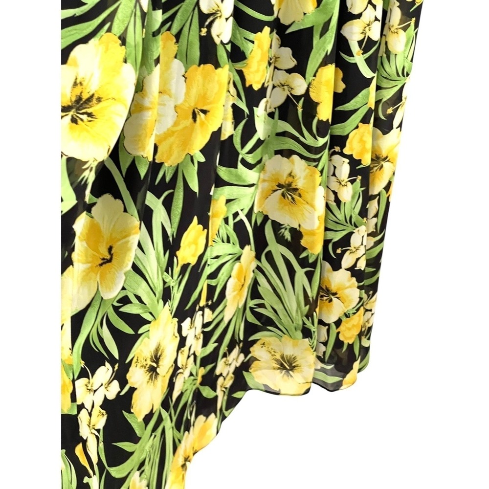 Bar III Floral Maxi Dress Women Large Black Yellow Excellent Ruffle Slit V-Neck - Picture 12 of 16